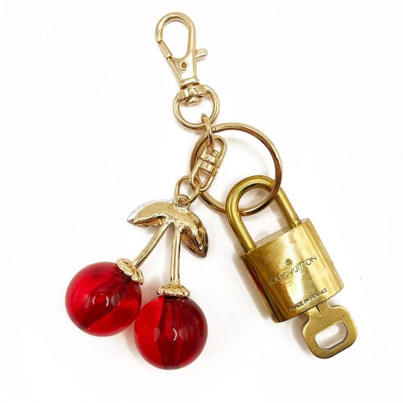 Authentic Louis Vuitton Lock Key with Bag Cherry Charm Keychain Key Charm Chain - Picture 4 of 5